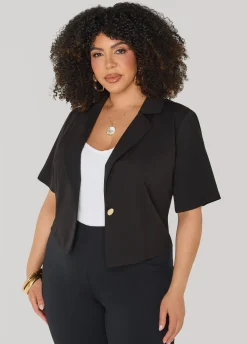 Cropped Stretch Crepe Blazer