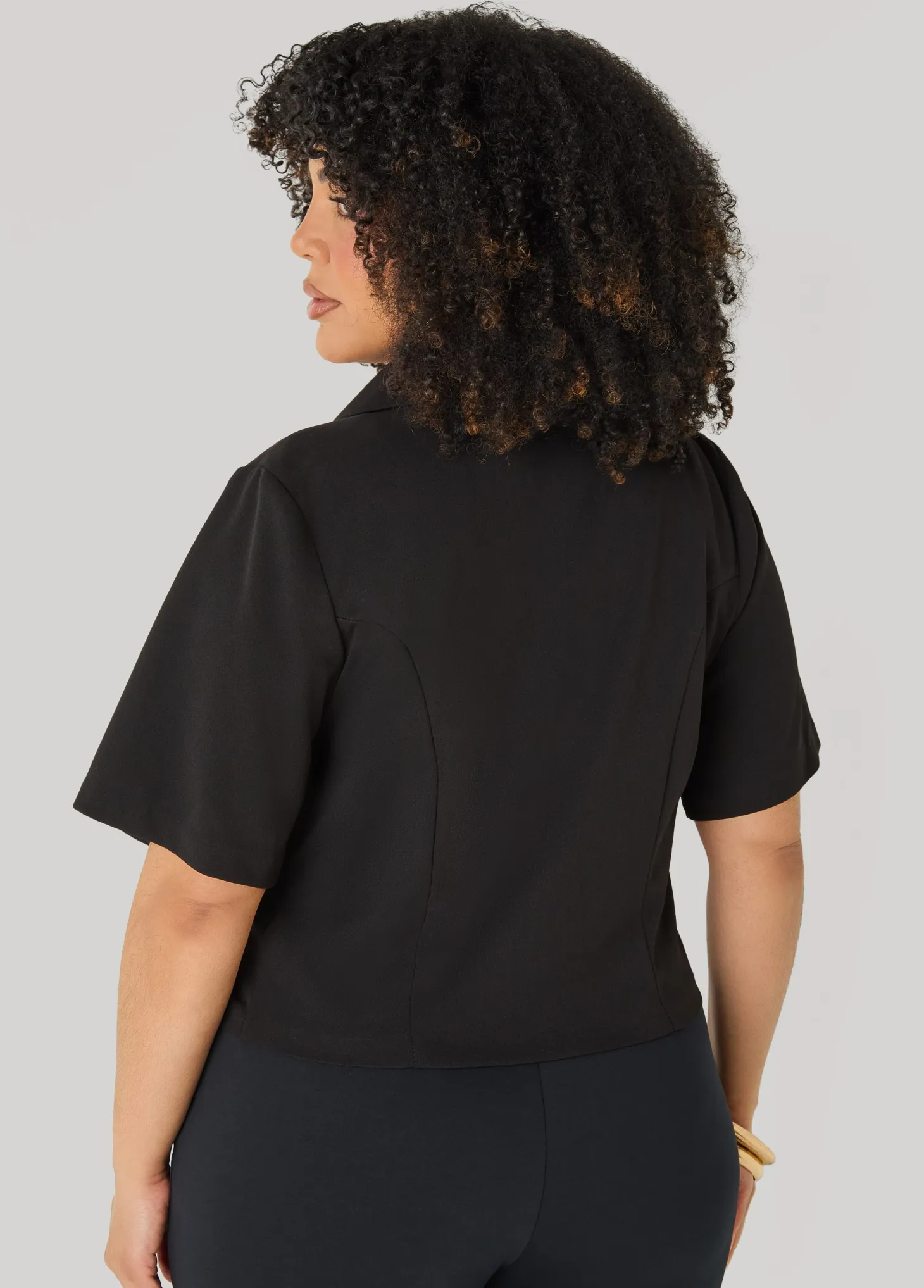 Cropped Stretch Crepe Blazer