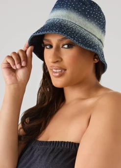 Crystal Ombre Denim Bucket Hat