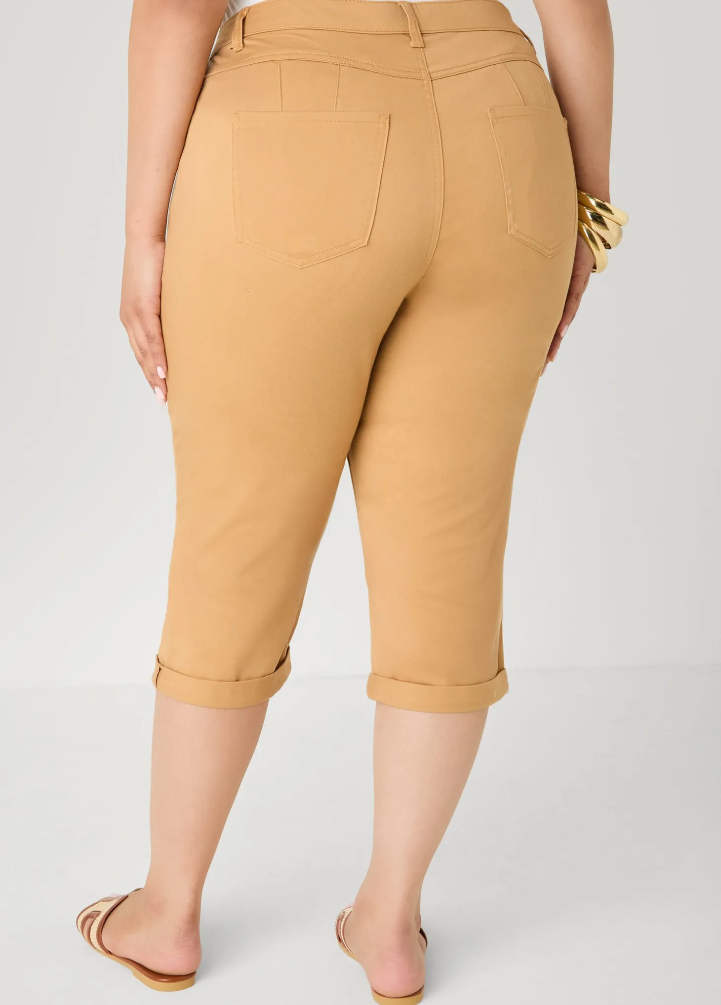 Cuffed Denim Capris