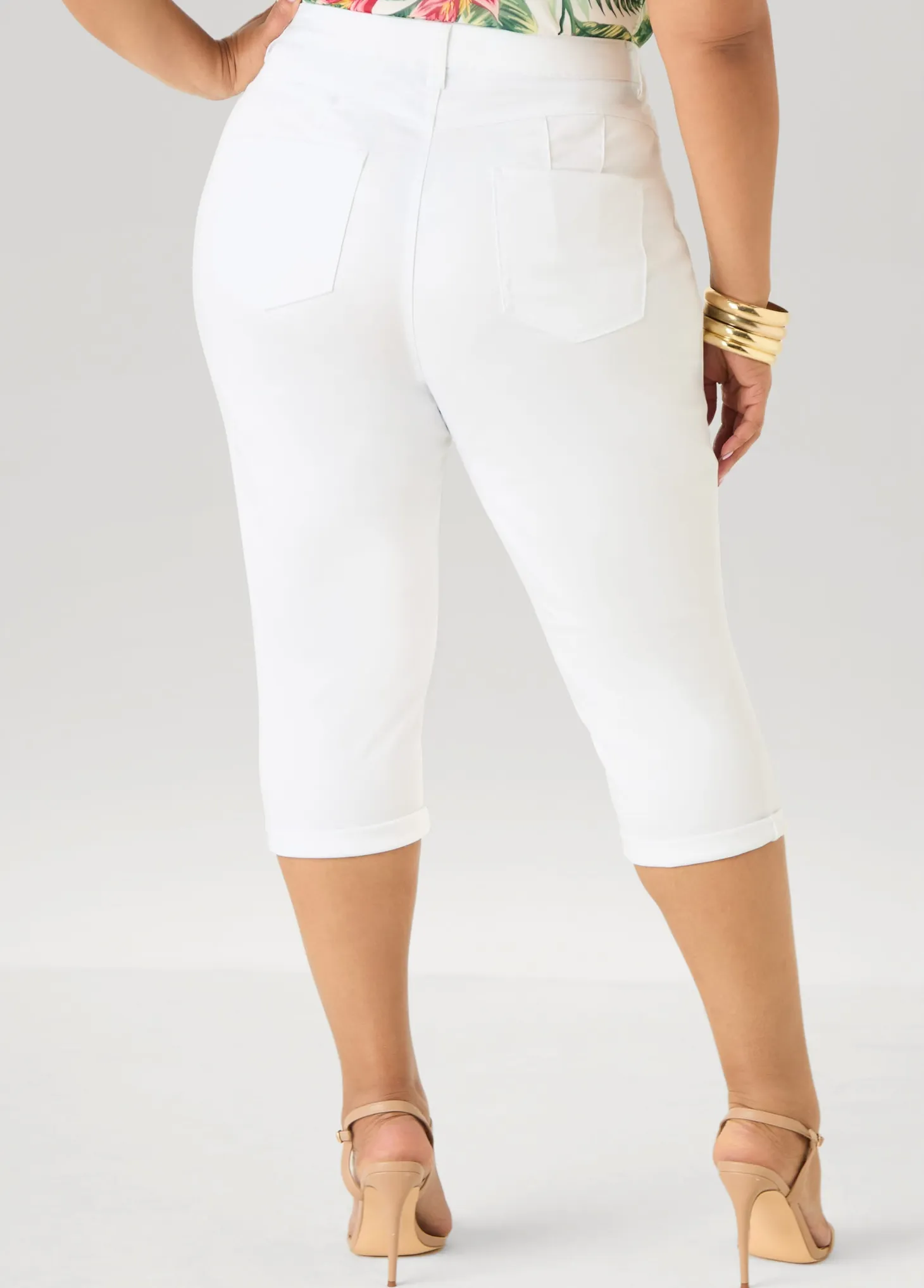 Cuffed Stretch Denim Capris
