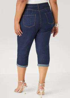 Cuffed Stretch Denim Capris