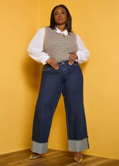 Cuffed Wide Leg Jeans