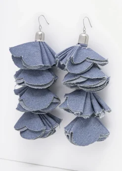 Denim Petal Earrings