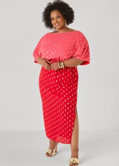 Dotted Two Tone Maxi Dress