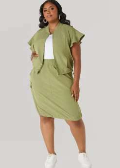 Drawstring Slip On Cargo Skirt