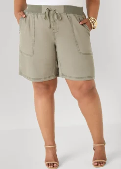Drawstring Twill Shorts