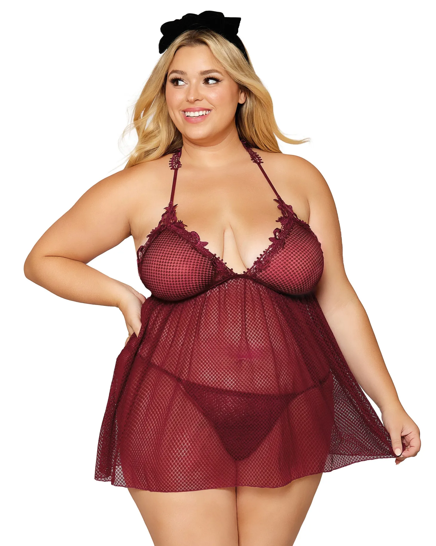 Dreamgirl Embroidery Babydoll And G String Set