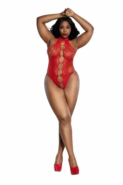Dreamgirl High Collar Peek A Boo Teddy