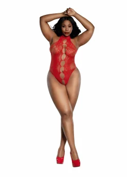 Dreamgirl High Collar Peek A Boo Teddy