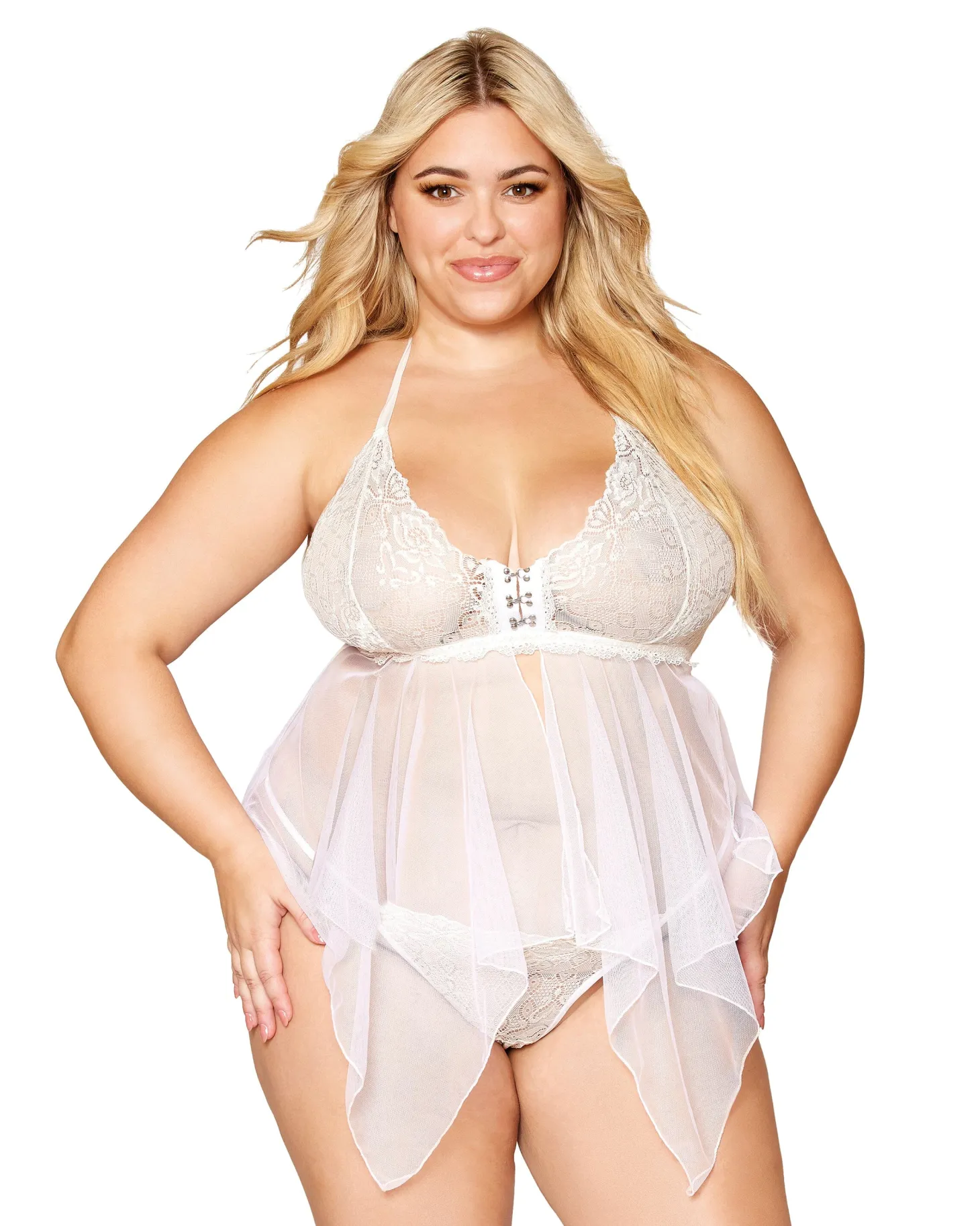 Dreamgirl Lace And Mesh Babydoll Set