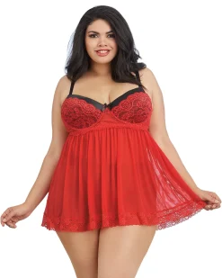 Dreamgirl Lace Babydoll And G String Set
