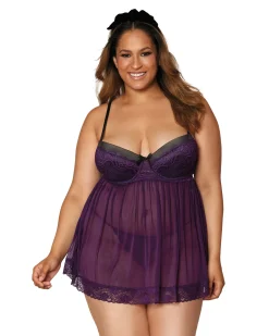 Dreamgirl Lace Babydoll And G String Set