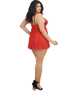 Dreamgirl Lace Babydoll And G String Set