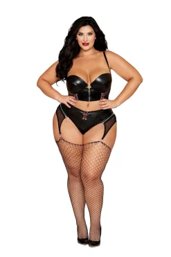 Dreamgirl Long Line Bra And Garter Set