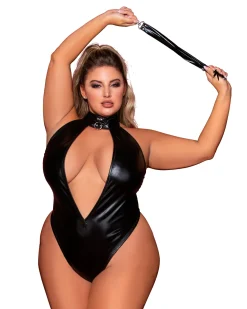 Dreamgirl Open Front Halter Teddy And Flogger Set