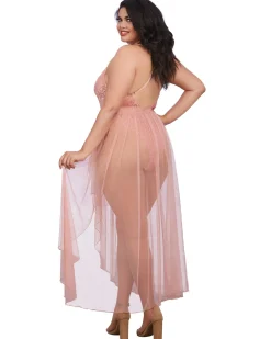 Dreamgirl Plus Size Lace Teddy And Skirt Set