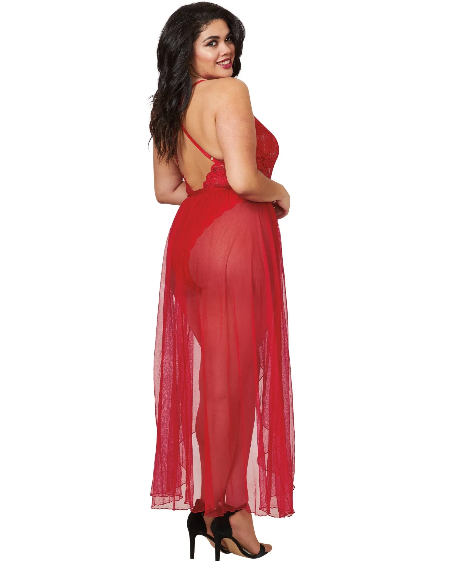 Dreamgirl Plus Size Lace Teddy And Maxi Skirt Set