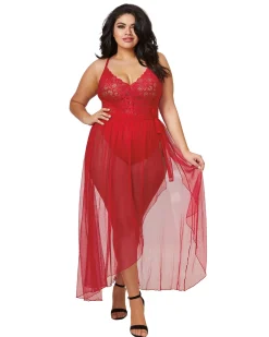 Dreamgirl Plus Size Lace Teddy And Maxi Skirt Set