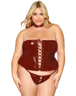 Dreamgirl Vinyl Bustier And G String Set