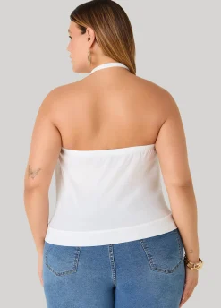Embellished Cowl Neck Halter Top