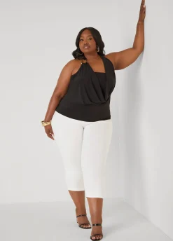 Embellished Cowl Neck Halter Top
