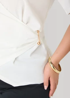 Embellished Faux Wrap Top