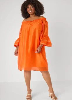 Embroidered Off The Shoulder Dress
