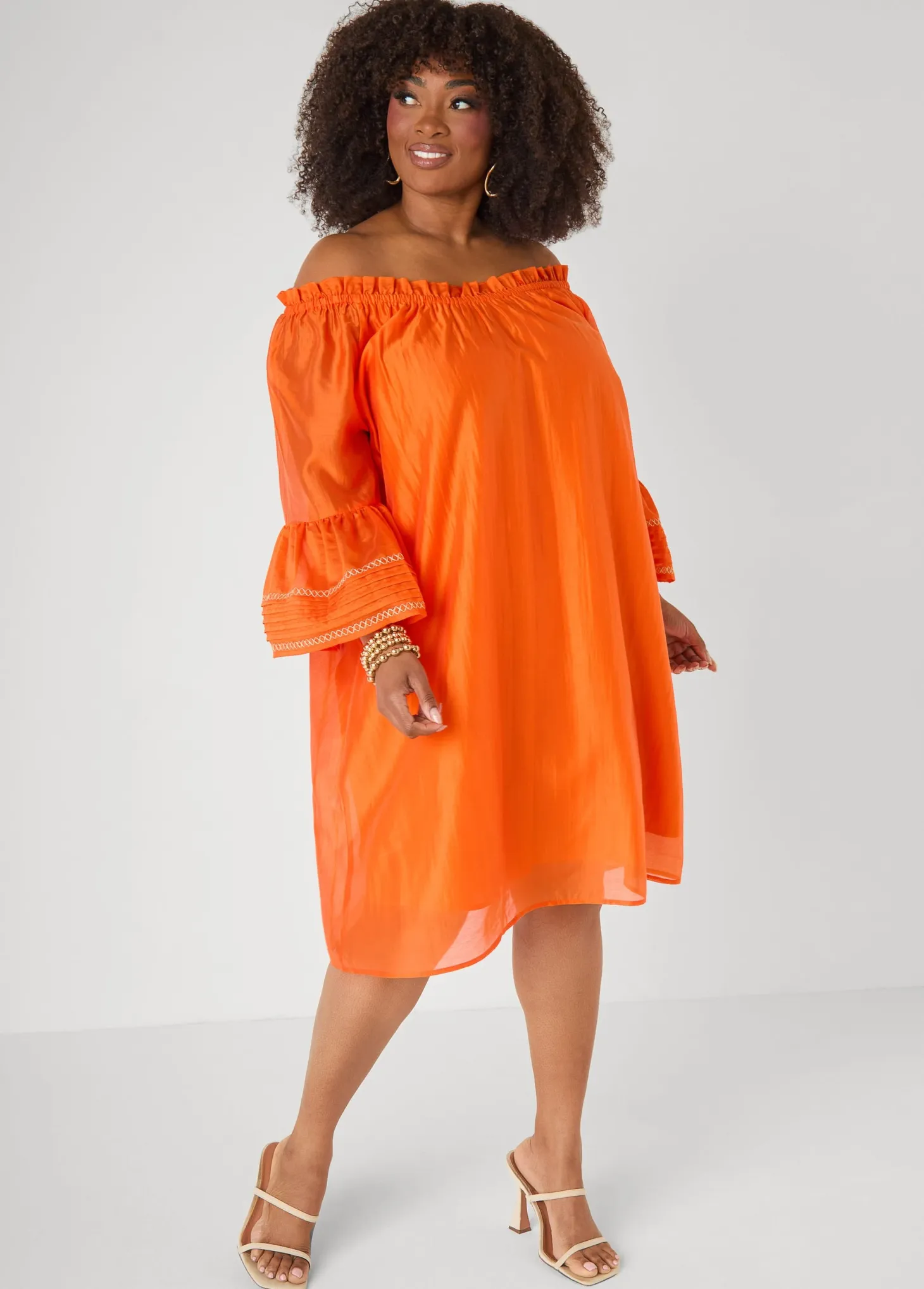 Embroidered Off The Shoulder Dress