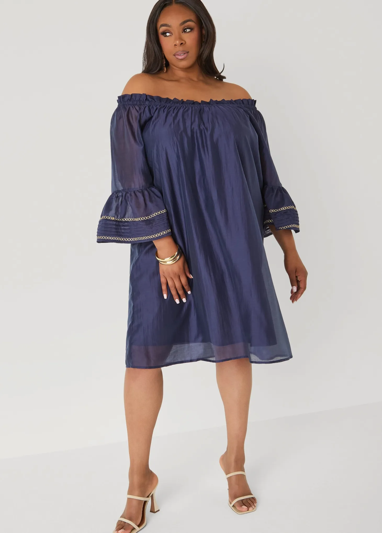 Embroidered Off The Shoulder Dress