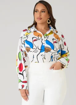 Face Print Collared Shirt