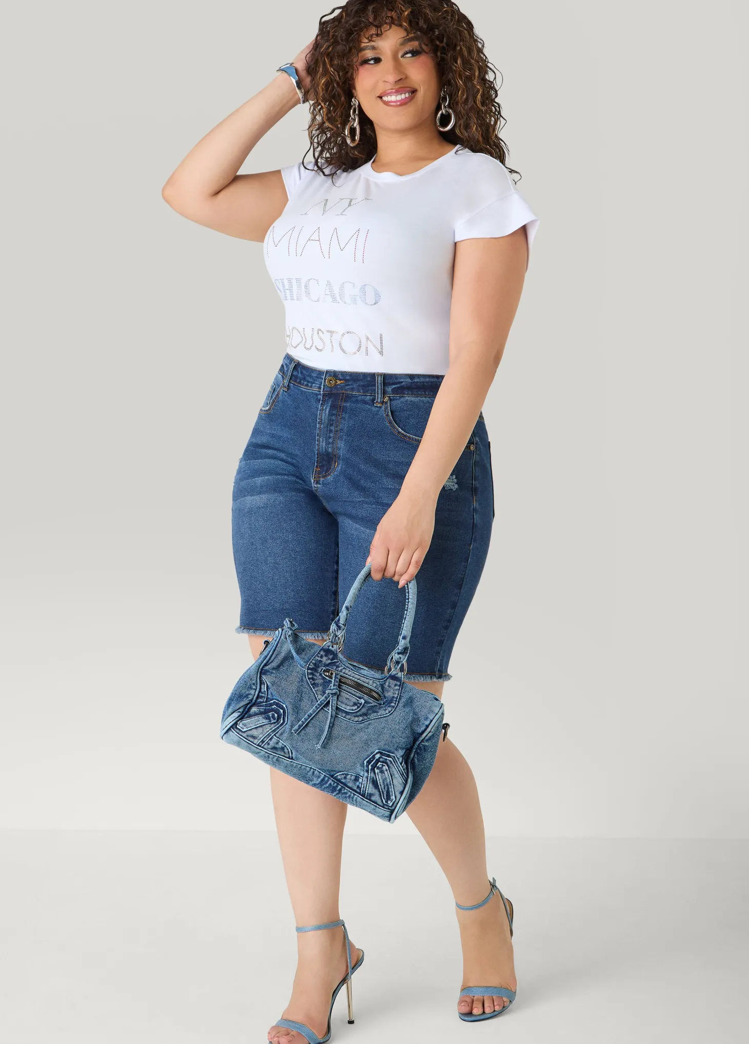 Fearless Distressed High Waist Denim Shorts