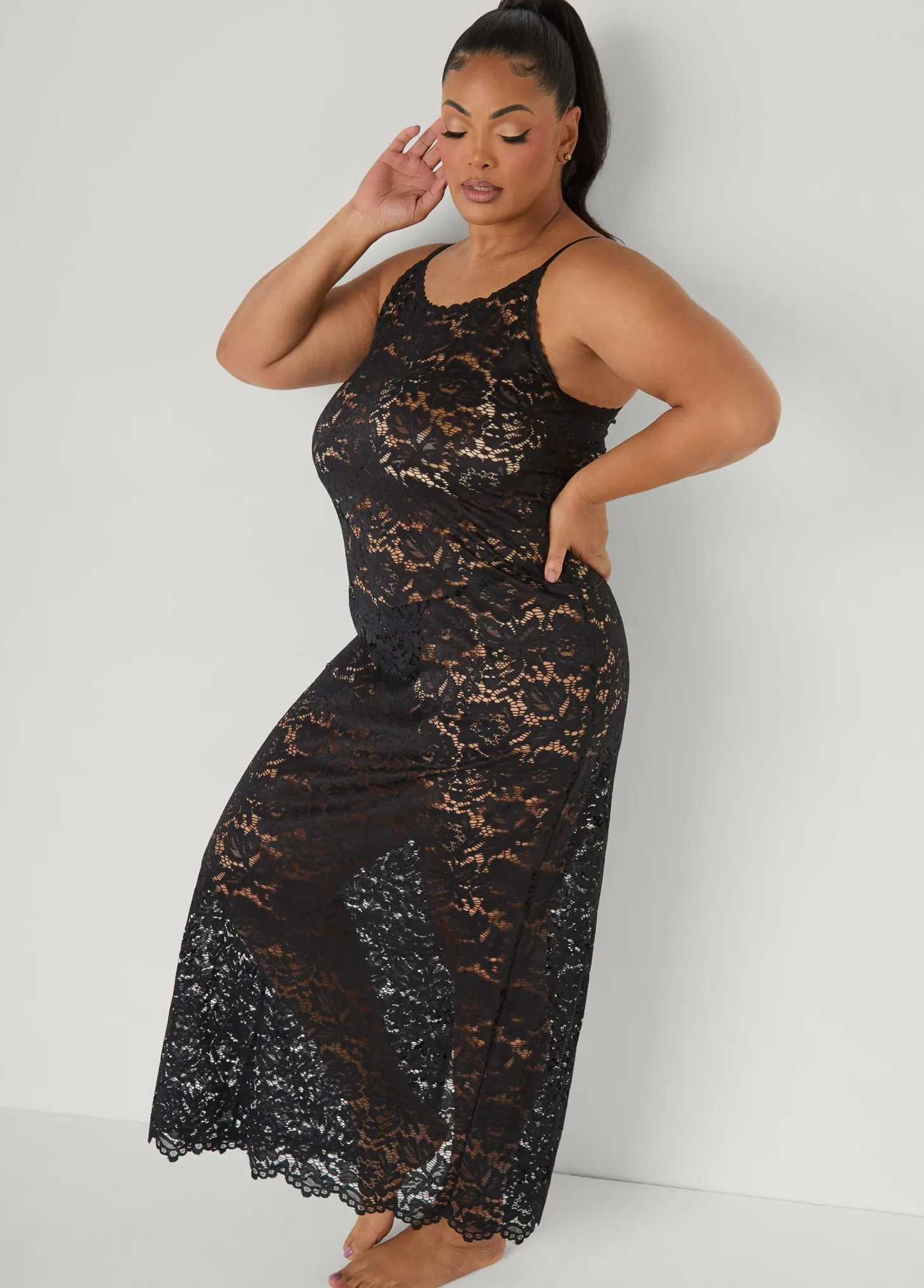 Floral Lace Lingerie Gown
