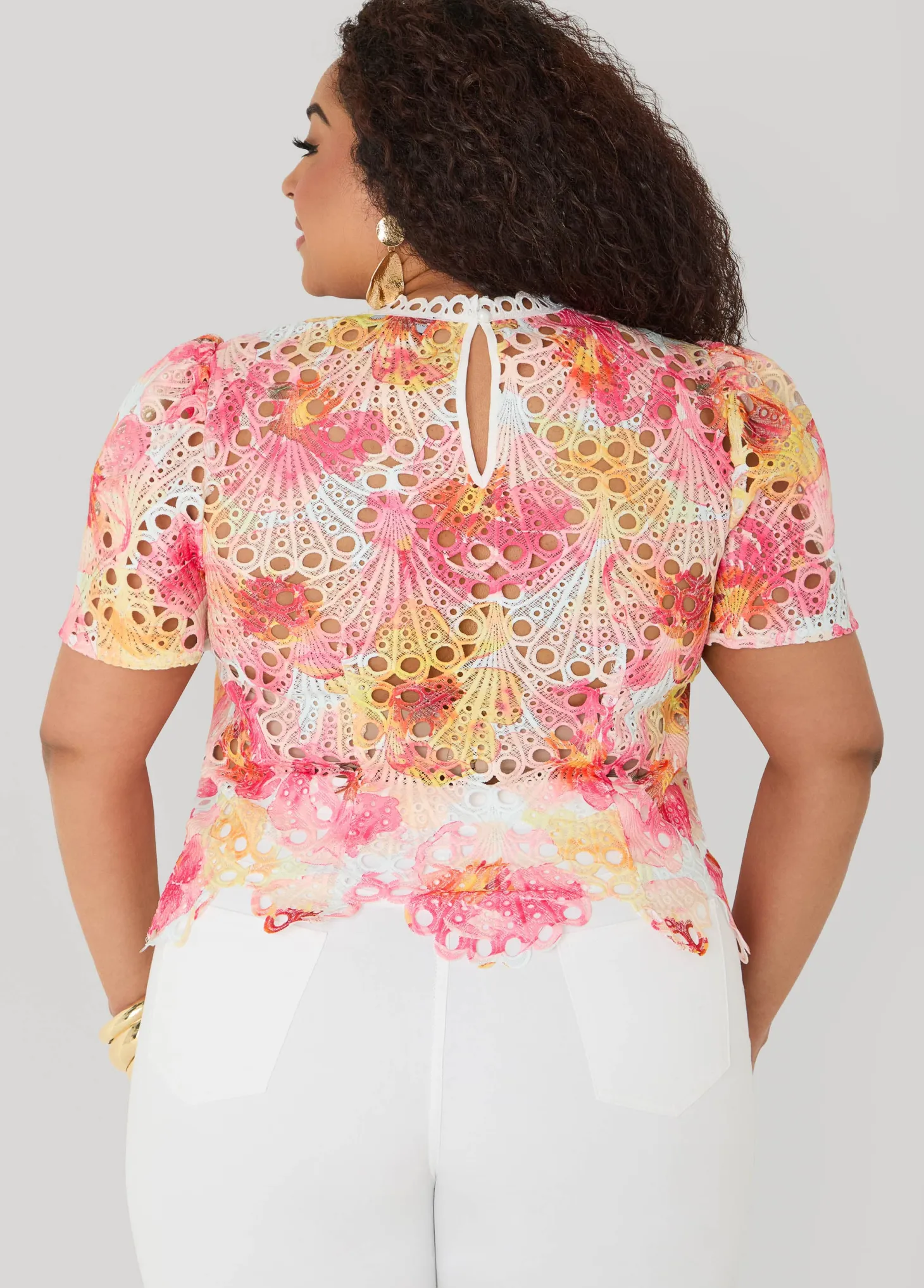 Floral Print Crochet Lace Top