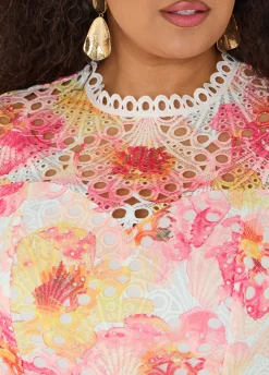 Floral Print Crochet Lace Top