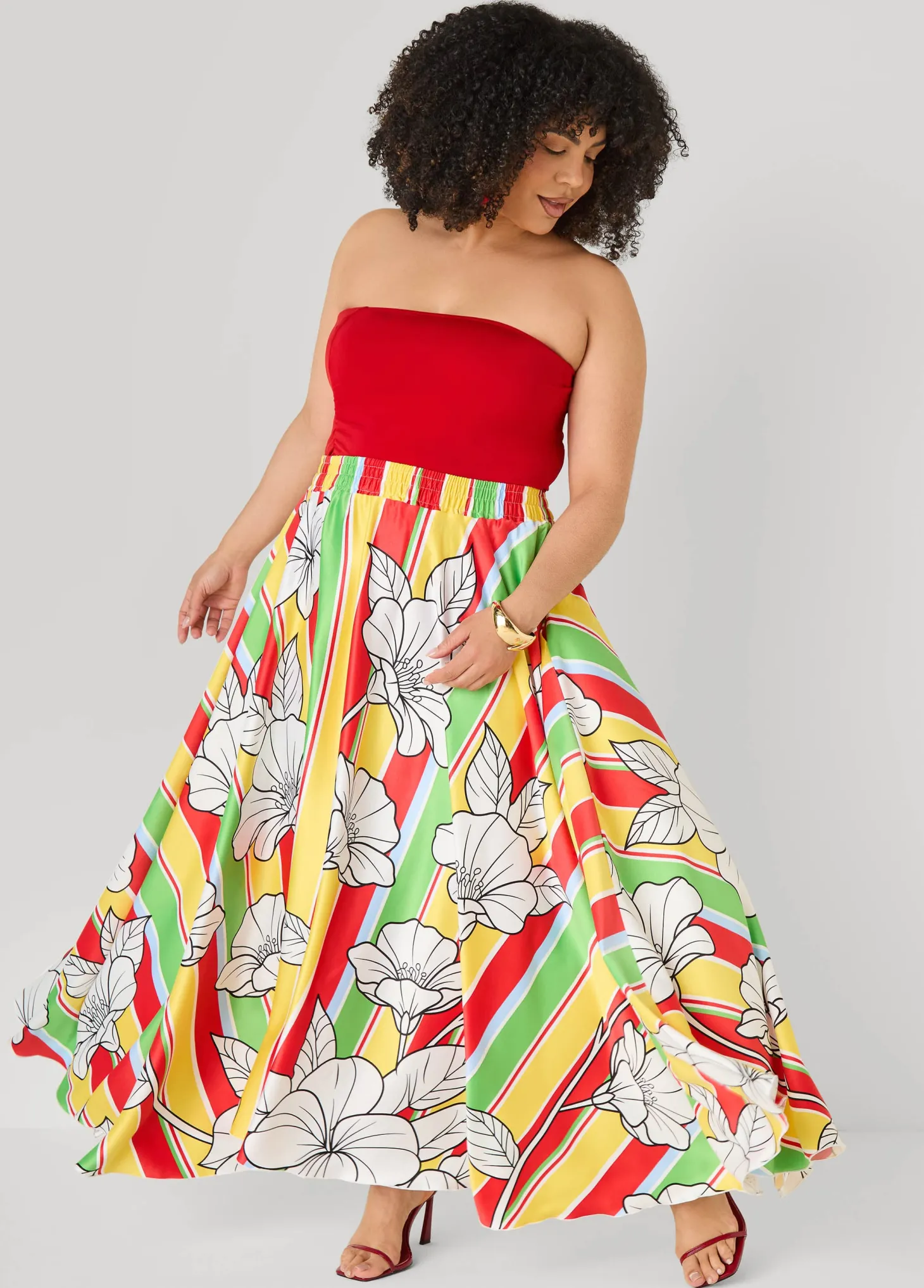 Floral Satin Maxi Skirt