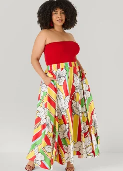Floral Satin Maxi Skirt