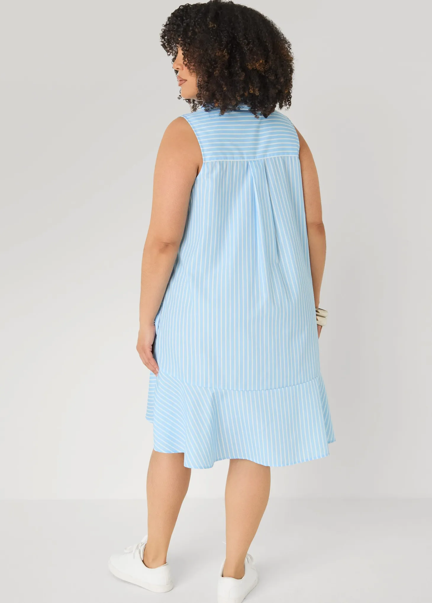 Flounced Striped Shirtdress