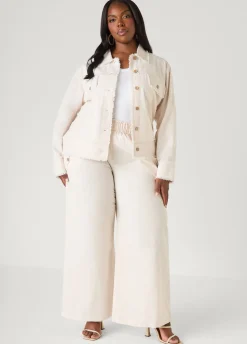 Frayed Linen Blend Trucker Jacket