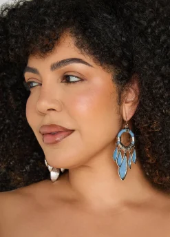 Fringed Denim Hoop Earrings
