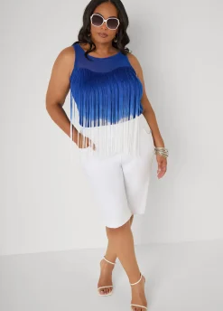 Fringed Mesh Paneled Top