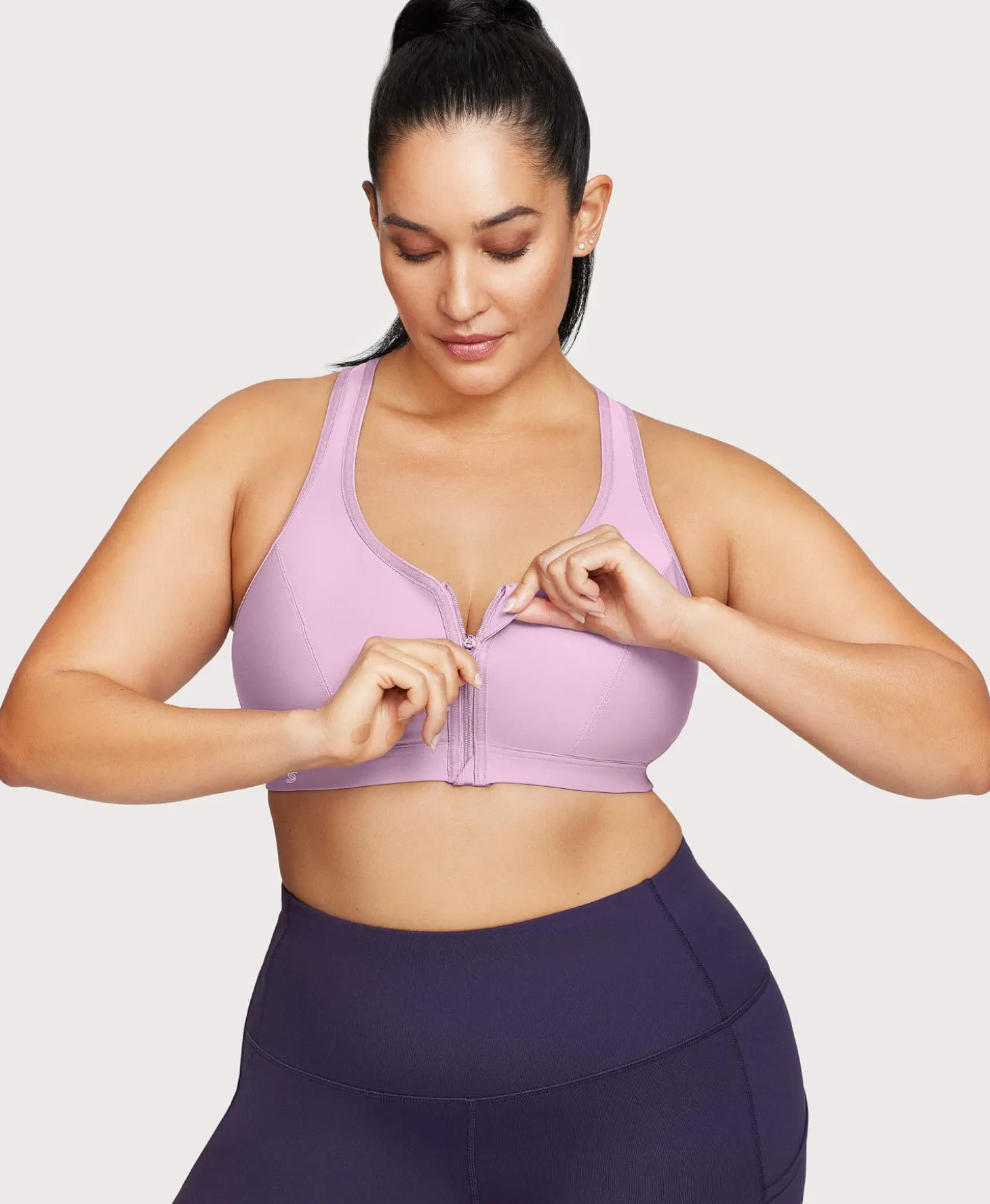 Front-Closure Zip Up Sports Bra
