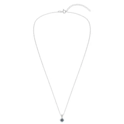 Gemstone Necklace in Sterling Silver, Round Pendant Size 6.5 * 6.5mm, 15" Cable Chain with 2" Extender, Gift Box Included - Apr, White Zircon