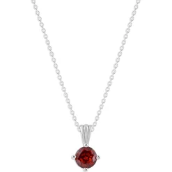 Gemstone Necklace in Sterling Silver, Round Pendant Size 6.5 * 6.5mm, 15