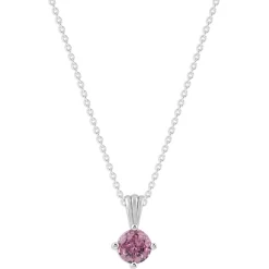 Gemstone Necklace in Sterling Silver, Round Pendant Size 6.5 * 6.5mm, 15