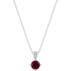 Gemstone Necklace in Sterling Silver, Round Pendant Size 6.5 * 6.5mm, 15
