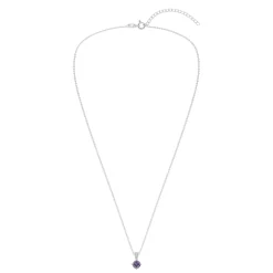 Gemstone Necklace in Sterling Silver, Round Pendant Size 6.5 * 6.5mm, 15