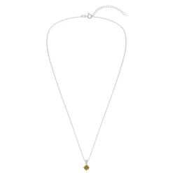 Gemstone Necklace in Sterling Silver, Round Pendant Size 6.5 * 6.5mm, 15