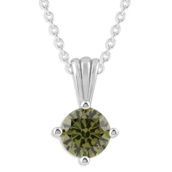 Gemstone Necklace in Sterling Silver, Round Pendant Size 6.5 * 6.5mm, 15