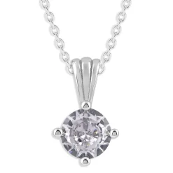 Gemstone Necklace in Sterling Silver, Round Pendant Size 6.5 * 6.5mm, 15